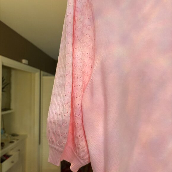 NWT Jones New York Pink Puffy Sleeve Lightweight Sweater. Size M (runs big) - Picture 9 of 10